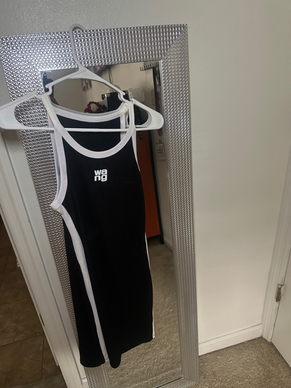 Wang Black & White Racerback Tank Dress